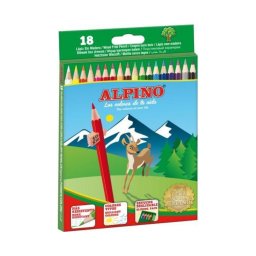 Articole pentru scoala Creioane colorate, cutie carton, 18 culori/set, ALPINO