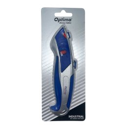Accesorii birotica Cutter Optima Industrial, lama trapezoidala + 5 rezerve SK5, cu auto-incarcare, zinc cu rubber grip