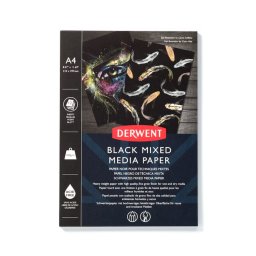 Articole pentru scoala Bloc de desen Derwent Professional, A4, 12 coli, 300g, pentru schite, desen, pictura, hartie neagra