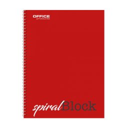 Caiet cu spirala, A4, 80 file - 70g/mp, coperti carton, rosie, Office Products - dictando