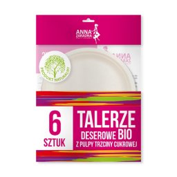 Accesorii birotica Farfurii desert, D-17cm, din material biodegradabil, 6buc/set, Anna Zaradna - albe