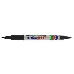 Marker ARTLINE 041T, corp plastic, 2 capete, varfuri rotunde 0.4mm/1.0mm - negru
