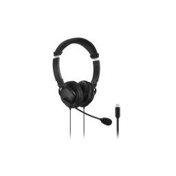 Casti Casti Kensington, reglabile, microfon cu anulare sunet inclus, conexiune cablu USB-C 1.8 m, nergu