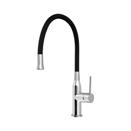 Baterie de chiuvetă cu pipă flexibilă Sapho SILI negru/crom lucios
