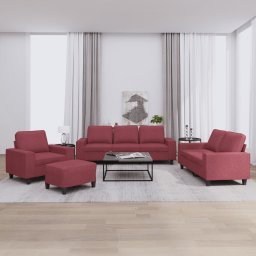 Set de canapea, 4 piese, rosu vin, material textil GartenMobel Dekor