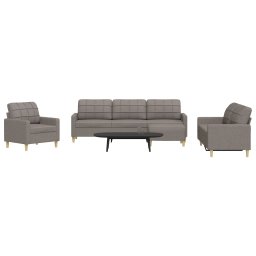 Set de canapea cu perne, 4 piese, gri taupe, material textil GartenMobel Dekor