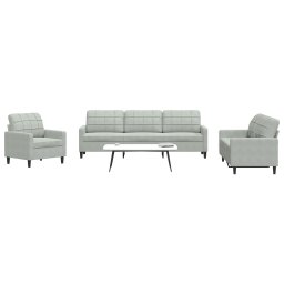 Set de canapele cu perne, 4 piese, gri deschis, catifea GartenMobel Dekor