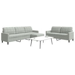 Set de canapele cu perne, 3 piese, gri deschis, catifea GartenMobel Dekor