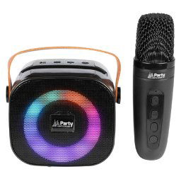 Boxa portabila PARTY Karaoke KARAKID10, Bluetooth, USB, RGB, Black