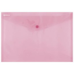 Mapa PP protectie documente A4 landscape, inchidere cu capsa, 12/set, DONAU - rosu transparent