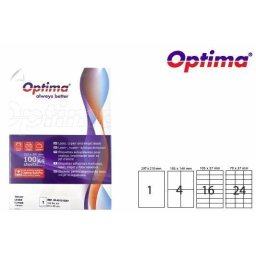 Accesorii birotica Etichete color autoadezive 4/A4, 105 x 148 mm, 100 coli/top, Optima - verde
