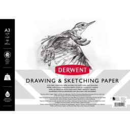 Articole pentru scoala Caiet pentru schite si desen DERWENT Professional, A3, cu spira, 30 coli, 165 gsm, hartie alba