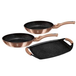 Tigai si seturi Set of frying pans + grill tray Berlinger Haus BH/1669 Metallic Line Rose Gold Edition