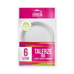 Accesorii birotica Farfurii, D-23cm, din material biodegradabil, 6buc/set, Anna Zaradna - albe