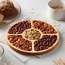 Platou pentru gustari din bambus cu 5 compartimente 25cm
