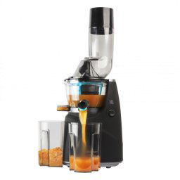 Storcator de fructe si legume cu melc Cecotec JuiceLive 1500, 250 W, Recipient suc, Recipient pulpa, Functie Reverse, Negru Inox