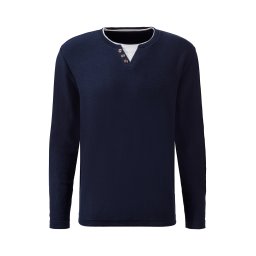 H.I.S Pulover bleumarin / alb