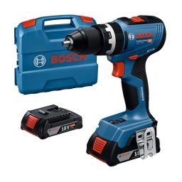 Bosch - GSB 18V-65 - Masina de gaurit si insurubat cu percutie cu 2 acumulatori, Li-Ion, 18 V, 2 Ah, 65 Nm, motor fara perii, led iluminare, valiza plastic