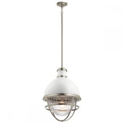 Pendul Tollis QN-TOLLIS-P-BN, 1xE27, D40,8cm, metal alb, nichel, sticlă