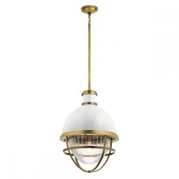 Pendul Tollis QN-TOLLIS-P-NBR, 1xE27, D40,8cm, metal alb, alama, sticlă