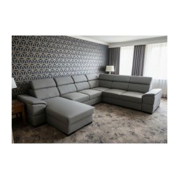 Colțar extensibil GRANADA cu colț universal în formă de U și spațiu de depozitare, gri închis