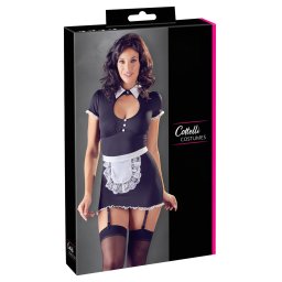 Cottelli - costum menajeră cu portjartier - negru-alb - XL