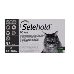 Selehold Cat 60 mg antiparazitar extern si intern pisici talie mare (7.6 - 10 kg), 3 pipete