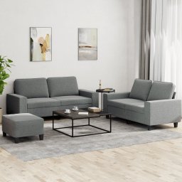Set de canapele, 3 piese, gri închis, textil GartenMobel Dekor