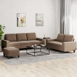 Set de canapele, 3 piese, maro, textil GartenMobel Dekor