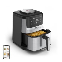 Friteuza cu aer cald Tefal Easy Fry Silence EY552DE0, 1670W, 5L, 10 programe automate, ecran LCD, silentioasa, cu maner detasabil, cronometru, argintiu-negru