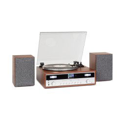 Auna Birmingham, sistem stereo HiFi, DAB +/FM, funcție BT, plăci de vinil, CD, USB, intrare AUX, lemn (MG-TT-Birmingham)