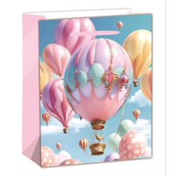 Pungă cadou cu model balon cu aer cald - 18 x 23 cm