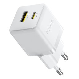 Incarcator de retea USB Type-C 30W, alb lunar, dimensiuni 31x31x54.55mm