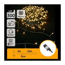 Aigostar - Ghirlandă LED pentru exterior, 300 LED, 8 funcții, 18 m, IP44, alb cald