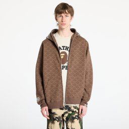 Hanorac A BATHING APE College Monogram Relaxed Fit Shark Full Zip Hoodie UNISEX Brown