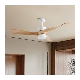ZEVENTI - Ventilator de tavan LED NATURITO 18W/230V Wi‑Fi Tuya alb/stejar + telecomandă