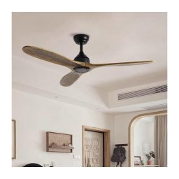 ZEVENTI - Ventilator de tavan LAURIA Wi‑Fi Tuya, negru/stejar, cu telecomandă