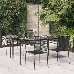 Set de masa gradina, 5 piese, franghie neagra din bumbac & otel GartenMobel Dekor