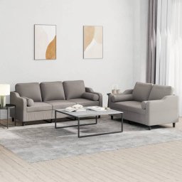Set de canapele cu perne, 2 piese, gri taupe, textil GartenMobel Dekor