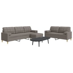 Set canapele cu taburet si perne, 3 piese, taupe, textil GartenMobel Dekor