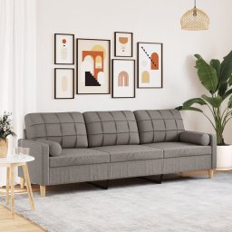 Canapea cu 3 locuri cu pernute, gri taupe, 210 cm, textil GartenMobel Dekor