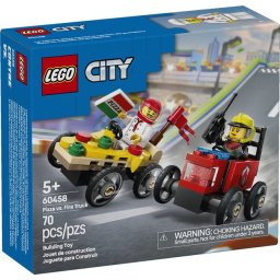 LEGO® City 60458 - Pachet de curse Furgoneta de pizza vs. Autospeciala de pompieri