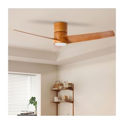 ZEVENTI - Ventilator de tavan LED BARROSA, 18W/230V, Wi-Fi Tuya, maro + telecomandă