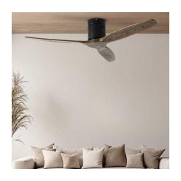 ZEVENTI - Ventilator de tavan SPELLO Wi‑Fi Tuya, negru/stejar + telecomandă