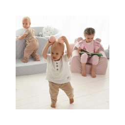 Canapea confortabila pentru copii, cu buzunare, gri velvet by babysteps