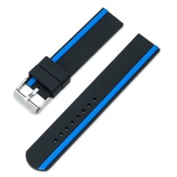 Curea silicon negru cu dunga laterală albastră, telescop QR 22mm