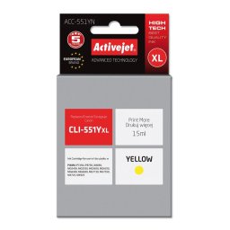 Activejet ACC-551YN ink for Canon printer; Canon CLI-551Y replacement; Supreme; 15 ml; yellow