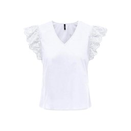 ONLY Top Onllou Life Emb S/S Frill Wvn 15313171 11-0601 TCX bright white