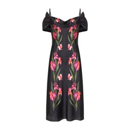 TED BAKER Rochie Lucern Satin Off The Shoulder Midi 275599 black
