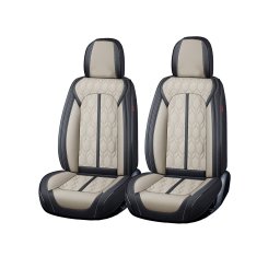 Huse auto premium 5 locuri Carguard Deluxe piele ecologica perforata - negru - crem